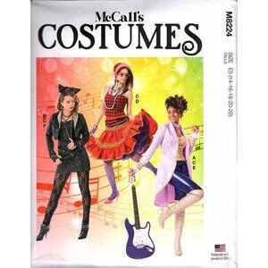 McCall's M8224 Misses 14 to 22 80s Pop Rock Stars Costume Uncut Sewing Pattern